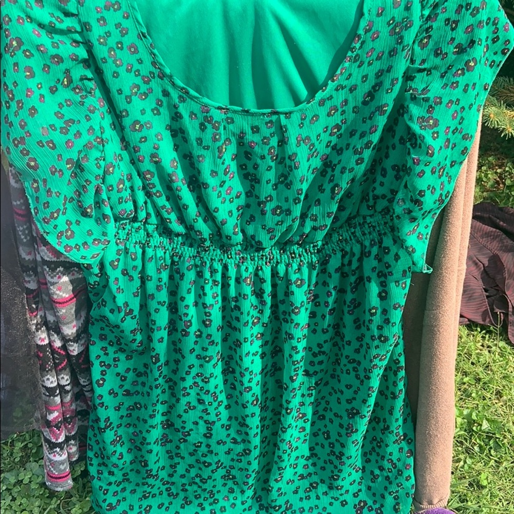 Knee length green dress floral